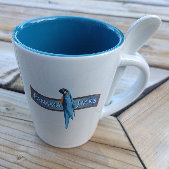 Retro Panama Jack's  Coffee Cup with Spoon - Picture 1 of 5